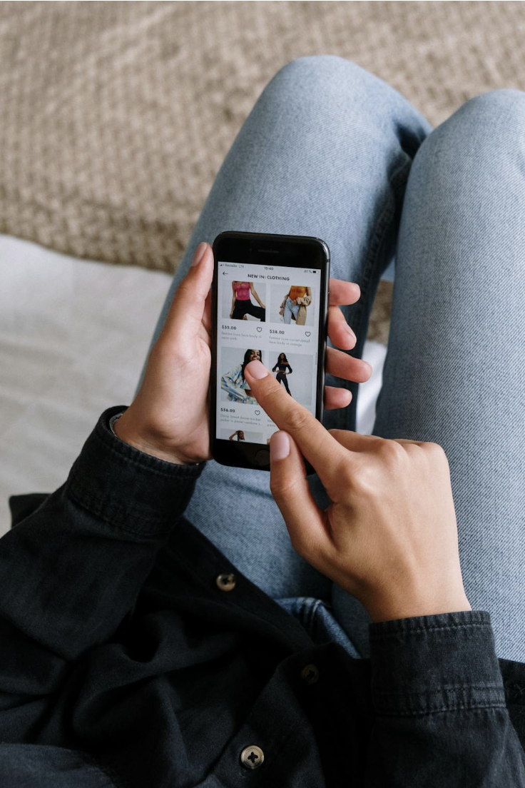 Woman shopping on phone